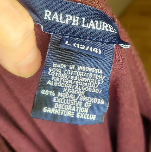 Ralph Lauren Ruffled Burgundy Long Sleeve Top - Picture 4 of 5
